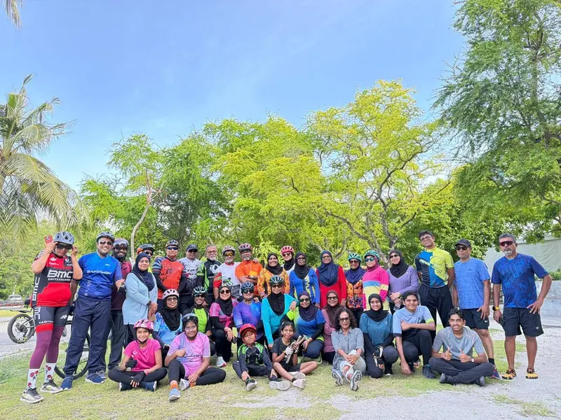 Group of riders at a park after the Friday ride, Hulhumalé